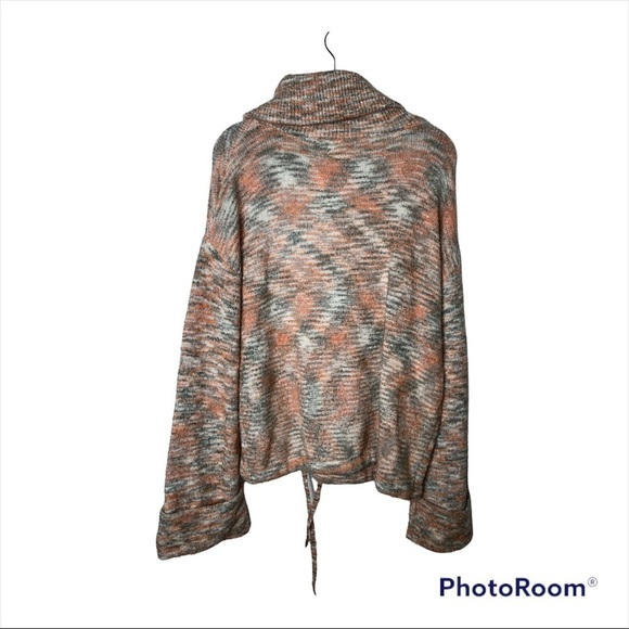 LINE AND DOT REVOLVE Orange Green Marled 1/4 Zip Pullover Sweater Medium - Picture 3 of 4